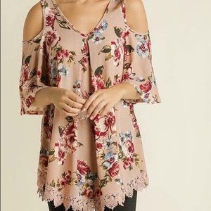 Floral cold shoulder tunic top